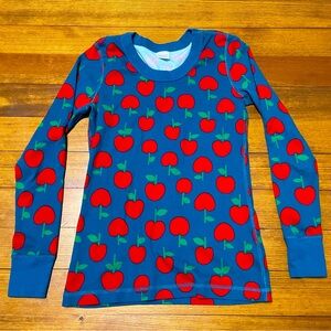 Hanna Andersson Blue Pajama Top with Red Apple Design Size Women’s Small
